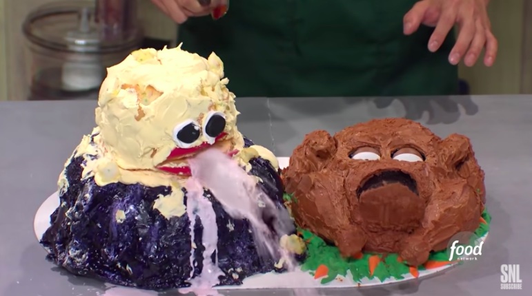 demon-cake from baking championship contestant vomiting on another cake